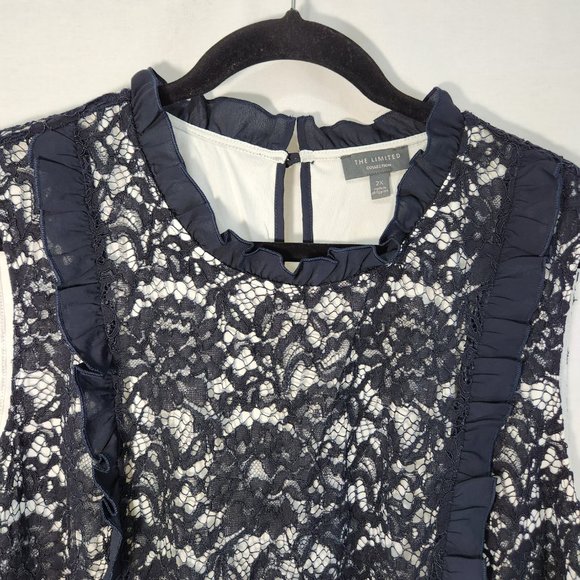 THE LIMITED Plus Sleeveless Ruffle Lace Top Size 2X Black/White Color LIKE NEW! - Picture 6 of 16